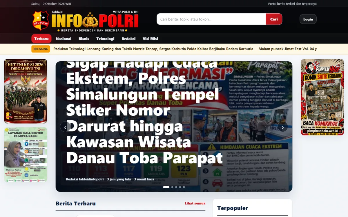 Tampilan beranda website Tabloid Info Polri
